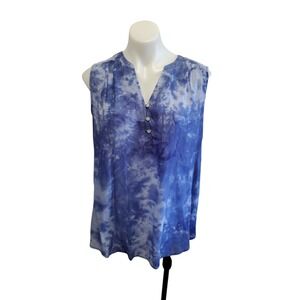 St. John's Bay XL Blue Tie Dye Sleeveless Blouse NWT Lightweight Summer Top